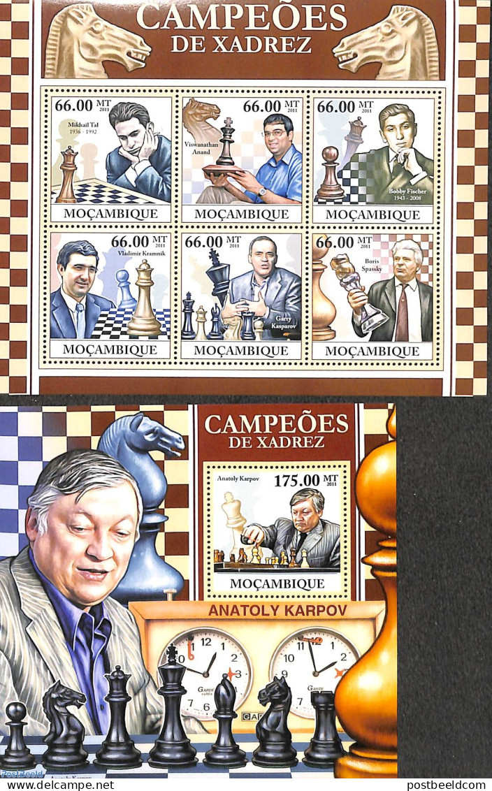 Mozambique 2011 Chess Masters 2 S/s, Mint NH, Sport - Chess - Schach