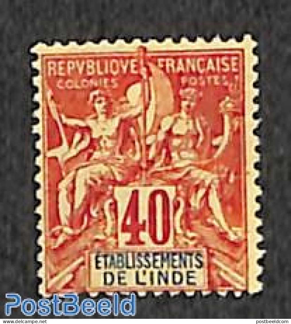 French India 1892 40c, Stamp Out Of Set, Unused (hinged) - Nuevos