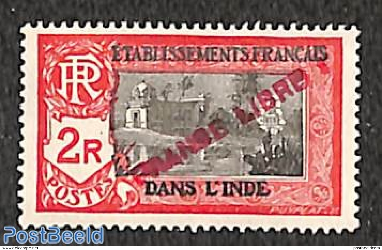 French India 1941 2R, FRANCE LIBRE, Stamp Out Of Set, Mint NH - Ungebraucht