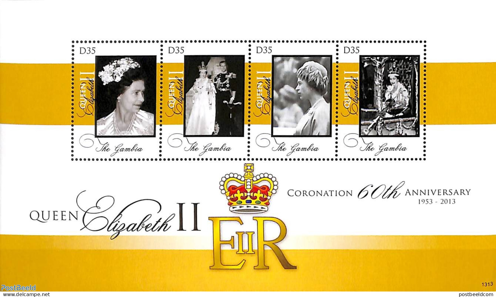 Gambia 2013 Diamond Coronation 4v M/s, Mint NH, History - Kings & Queens (Royalty) - Königshäuser, Adel