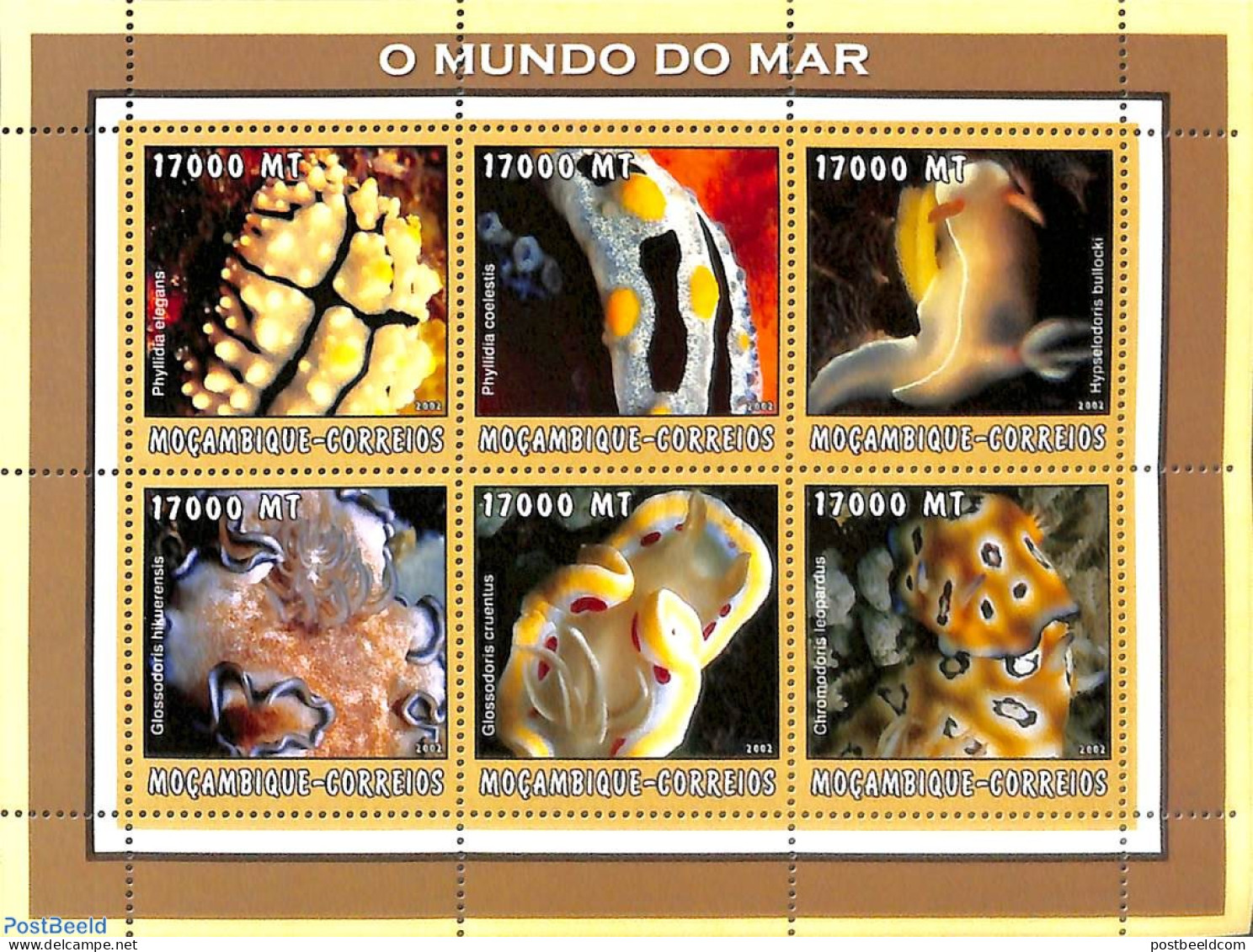 Mozambique 2002 Sea Snails 6v M/s, Mint NH, Nature - Shells & Crustaceans - Vie Marine