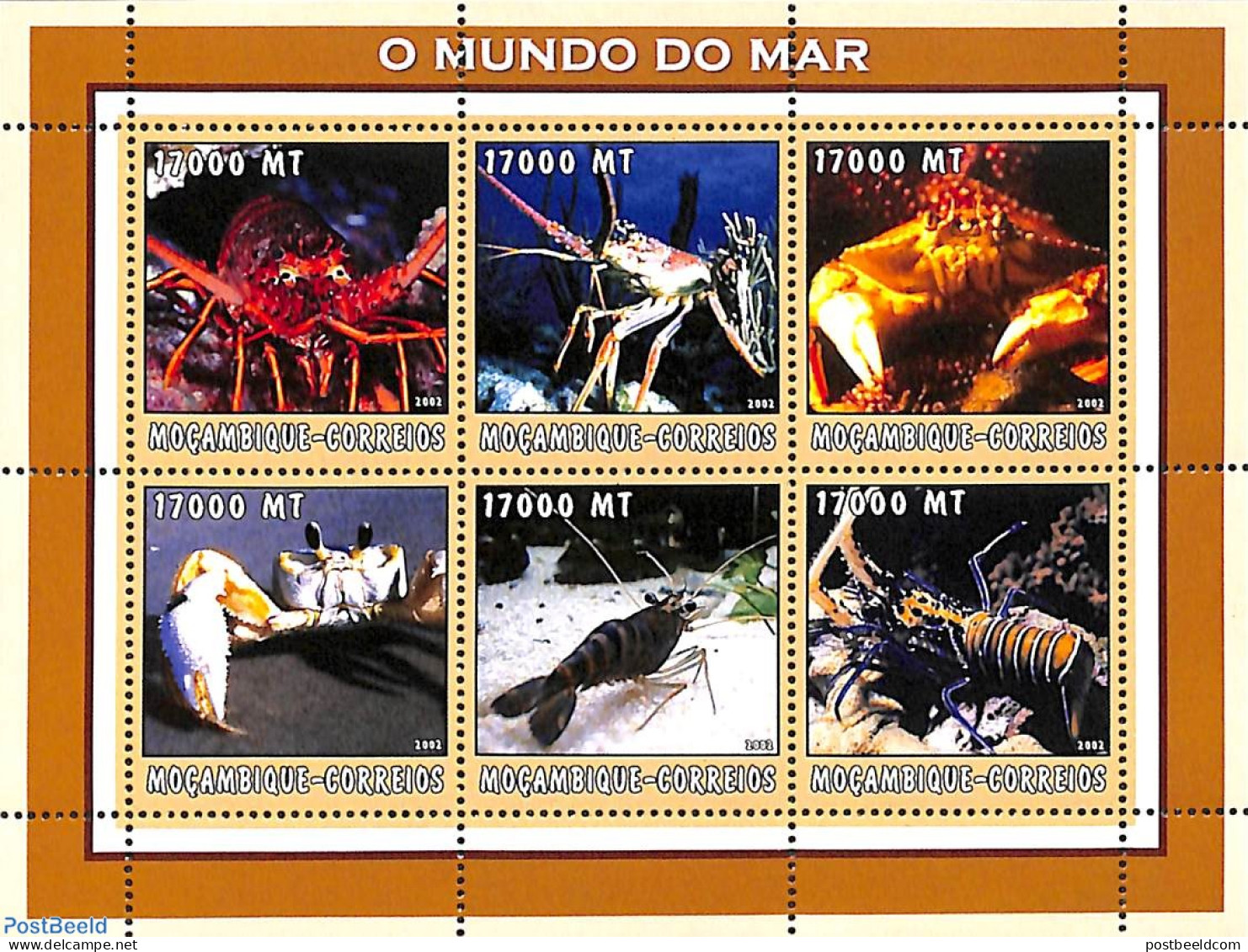 Mozambique 2002 Lobsters 6v M/s, Mint NH, Nature - Crabs And Lobsters - Mozambique