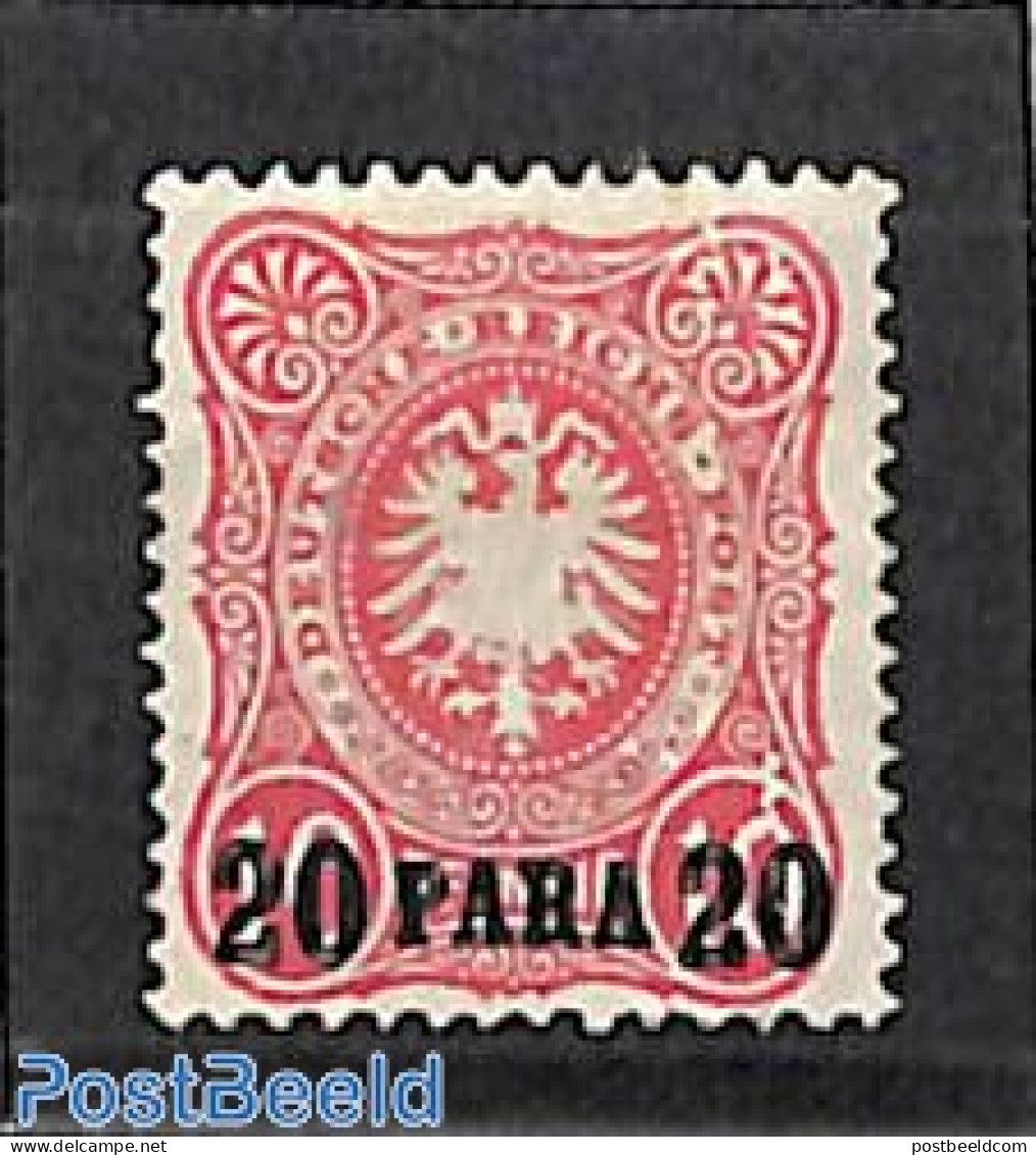Türkiye 1884 German Post, 20P On 10pf, Without Gum, Unused (hinged) - Other & Unclassified