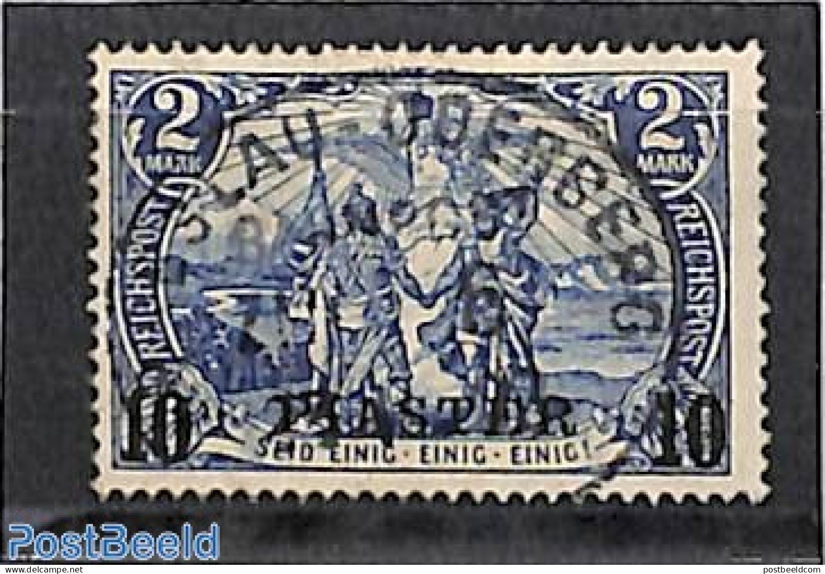 Türkiye 1900 German Post, 10 Pia On 2M, Type I, Used , Used Stamps - Other & Unclassified