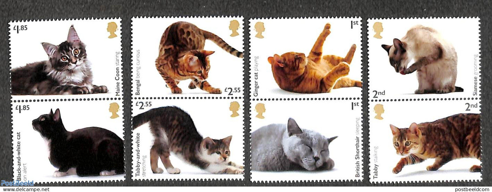 Great Britain 2022 Cats 8v (4x[:]), Mint NH, Nature - Cats - Unused Stamps