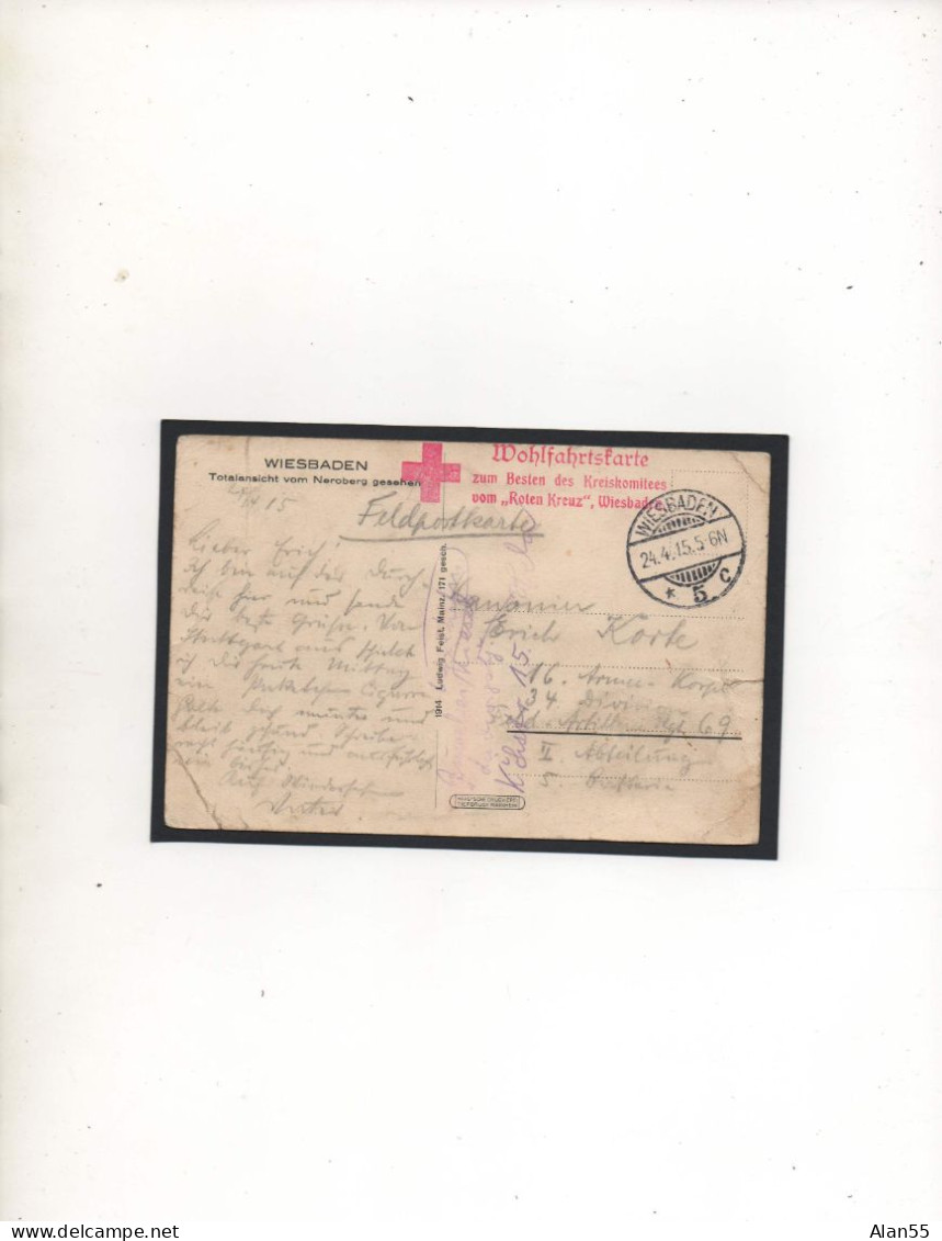 ALLEMAGNE,1915, ROTEN KREUZ , WIESBADEN - Prisoners Of War Mail