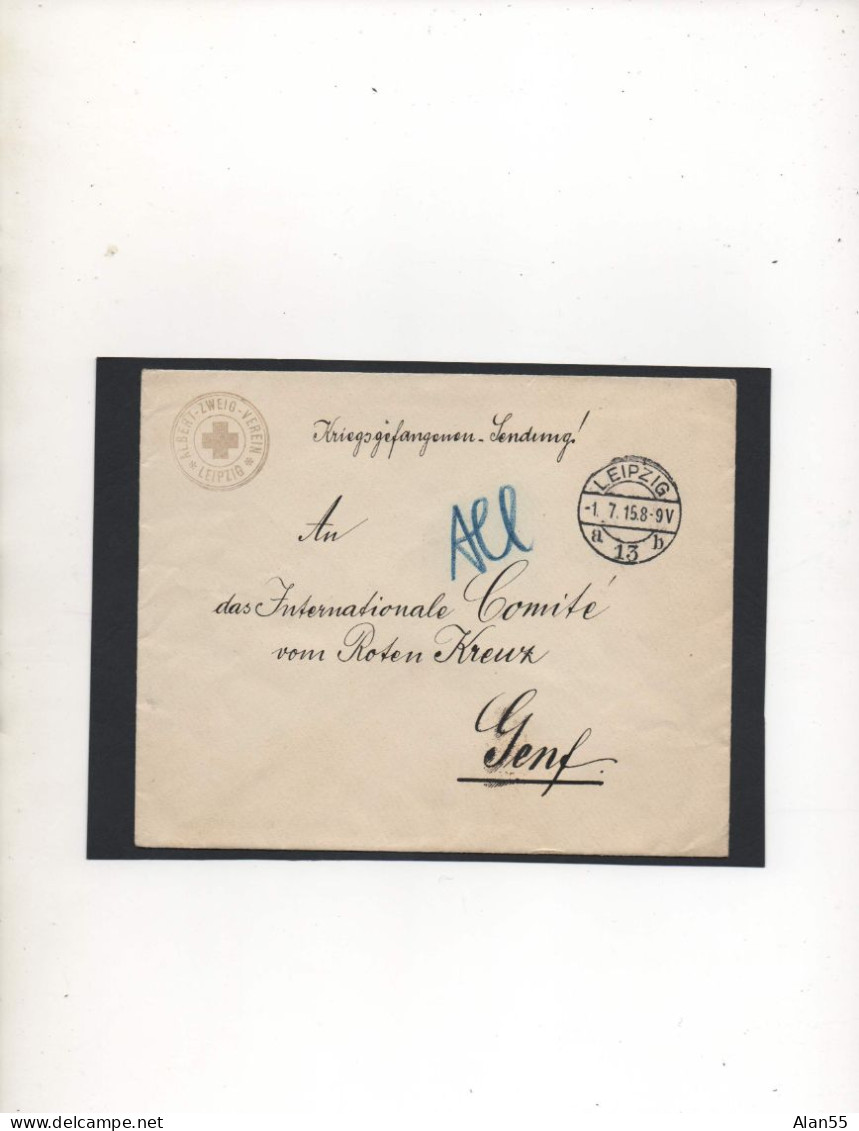 ALLEMAGNE,1915, »ALBERT-ZWEIG-VEREIN,   ROTES KREUZ ,LEIPZIG, VIA SUISSE,CORRESPONDANCE PRISONNIERS DE GUERRE - Correos De Prisioneros De Guerra