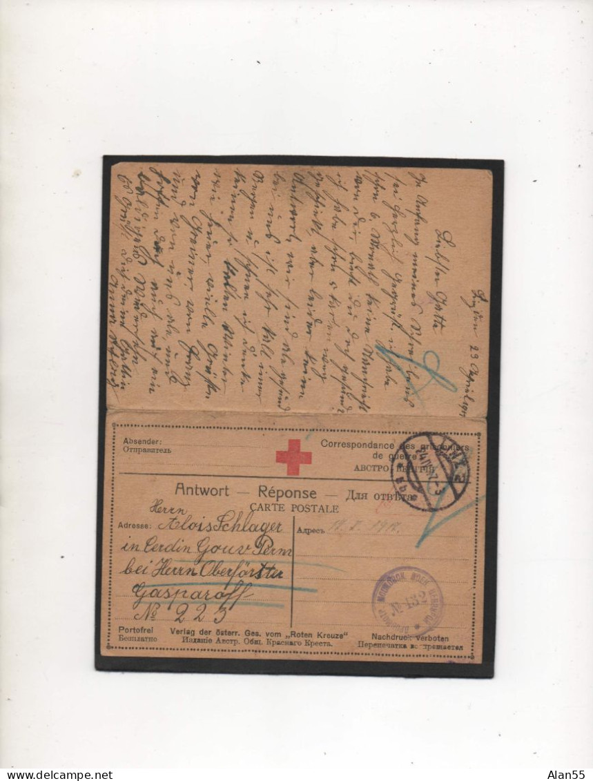 ALLEMAGNE,1917,   ROTES KREUZ ,LINZ, CORRESPONDANCE PRISONNIERS DE GUERRE - Courriers De Prisonniers