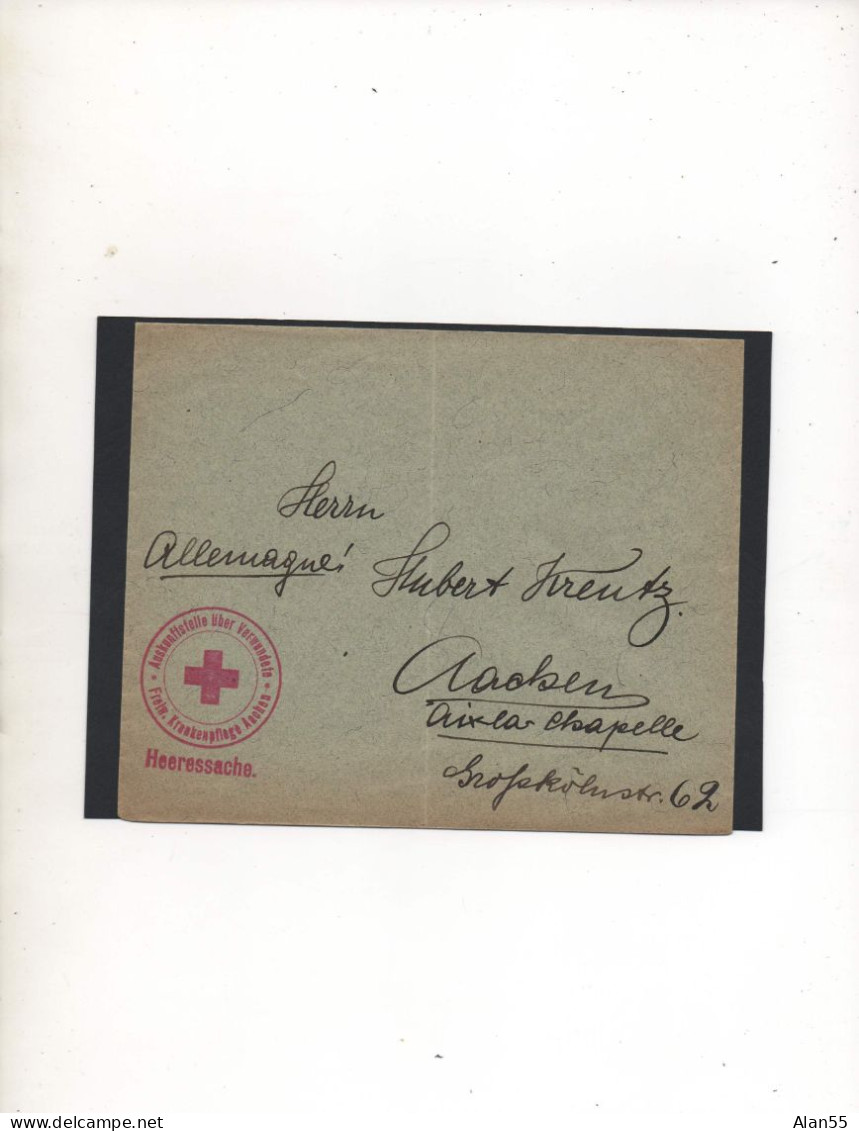 ALLEMAGNE,1915, ROTES KREUZ , FRELW. KRANKENPFAGE  AACHEN - Correos De Prisioneros De Guerra