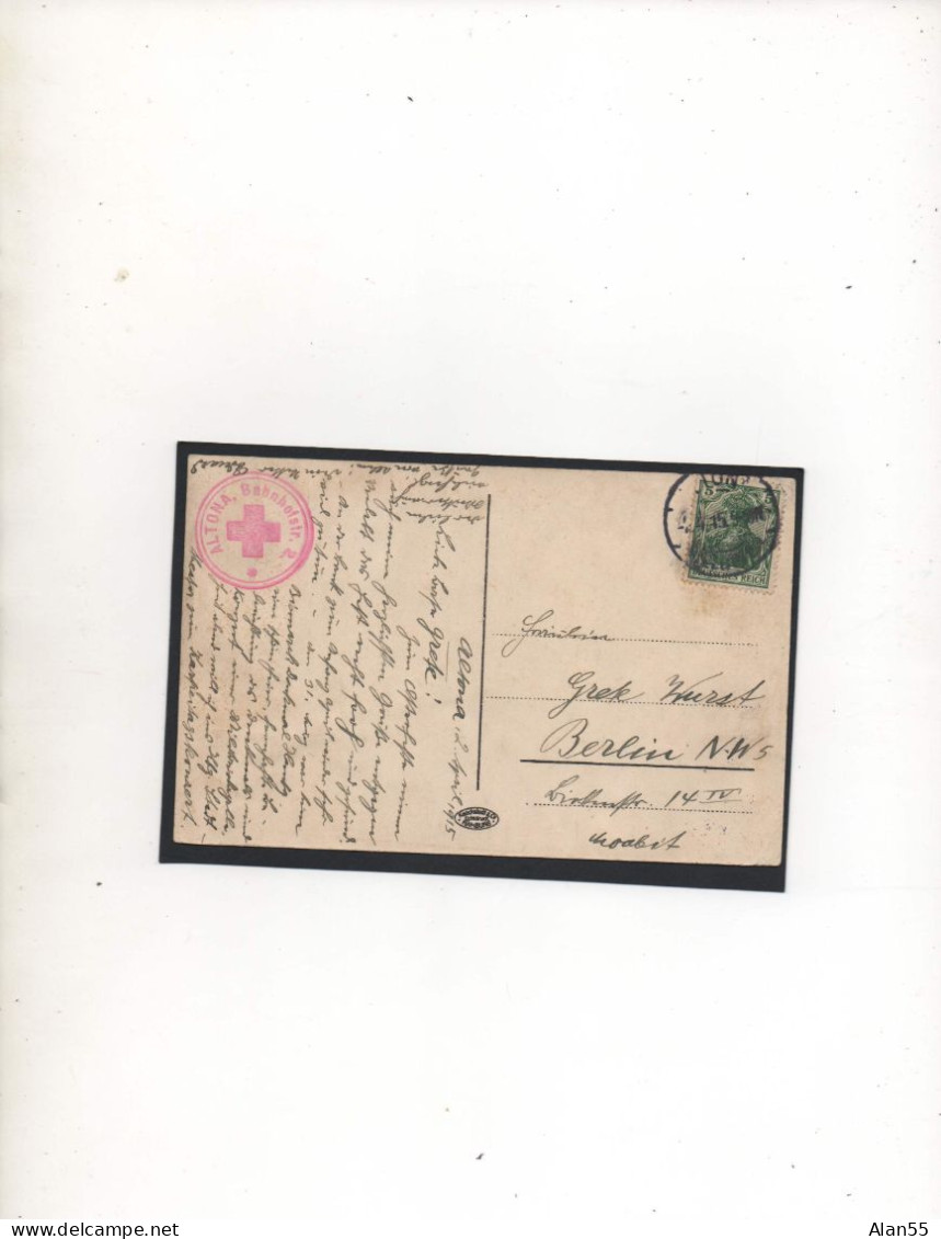 ALLEMAGNE,1915, ROTES KREUZ ALTONA BAHNSTROF STR.2 - Prisoners Of War Mail