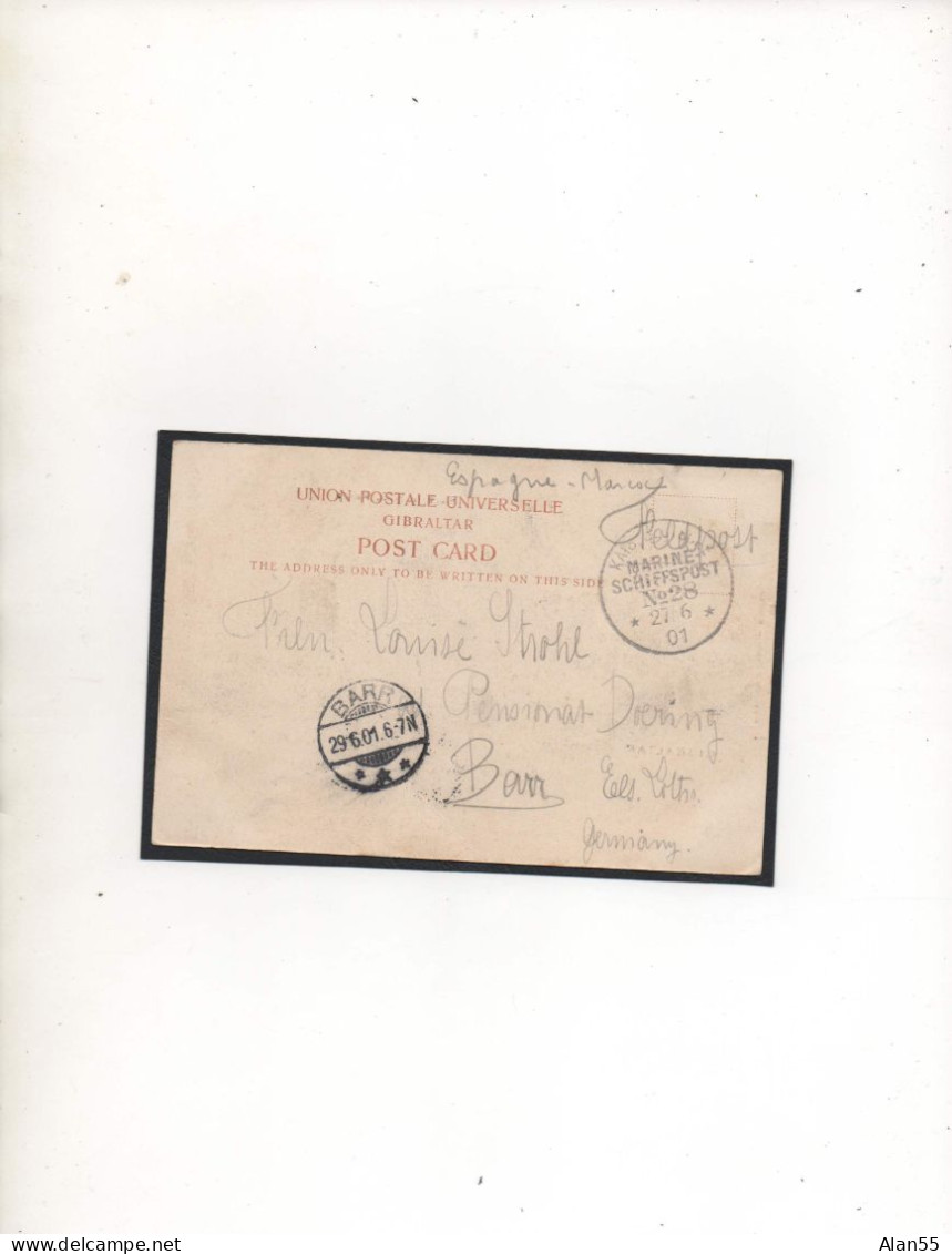 ALLEMAGNE,1901, MARINE SCHIFFSPOST  N°28, (PHOTO GIBRALTAR ) - Prisoners Of War Mail