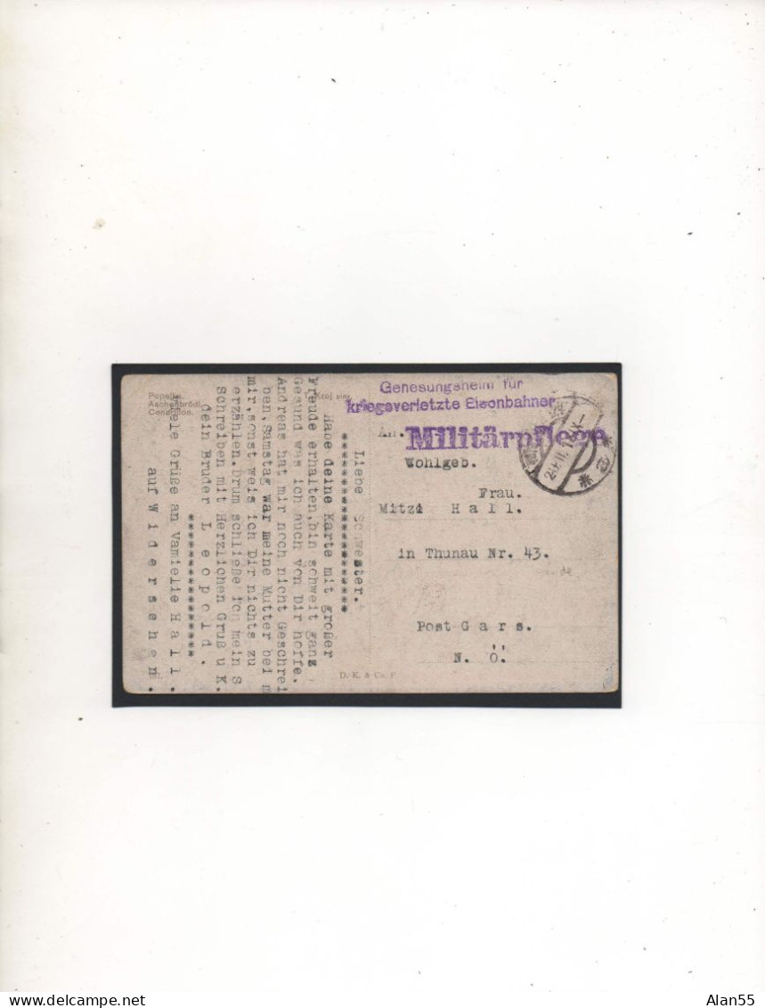 ALLEMAGNE,1918, GENESUNGSHEIM FUR KRIEGSVERLETZTE ELSONBAHNER - Prisoners Of War Mail