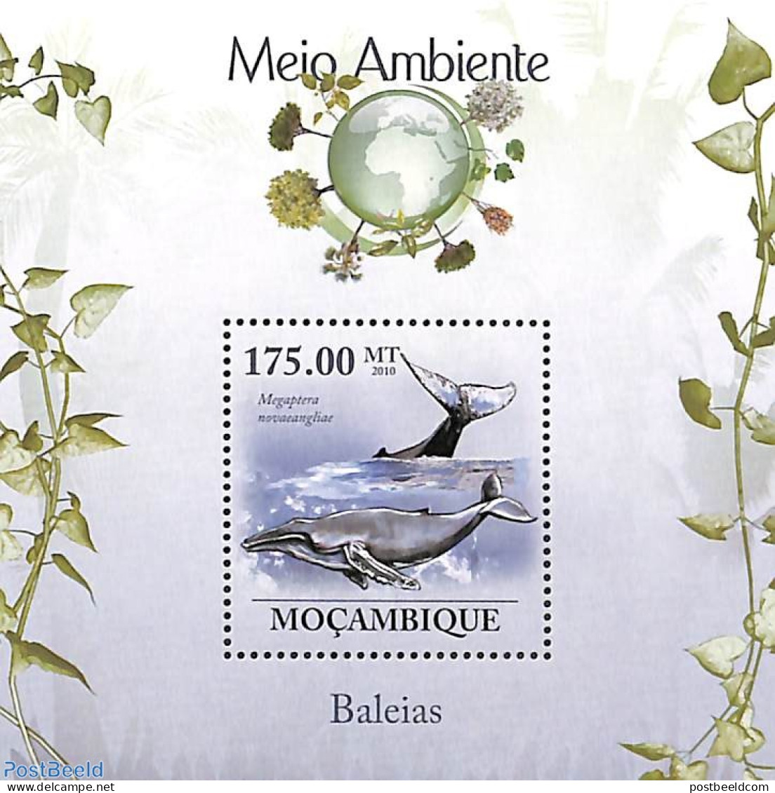 Mozambique 2010 Whales S/s, Mint NH, Nature - Sea Mammals - Mosambik