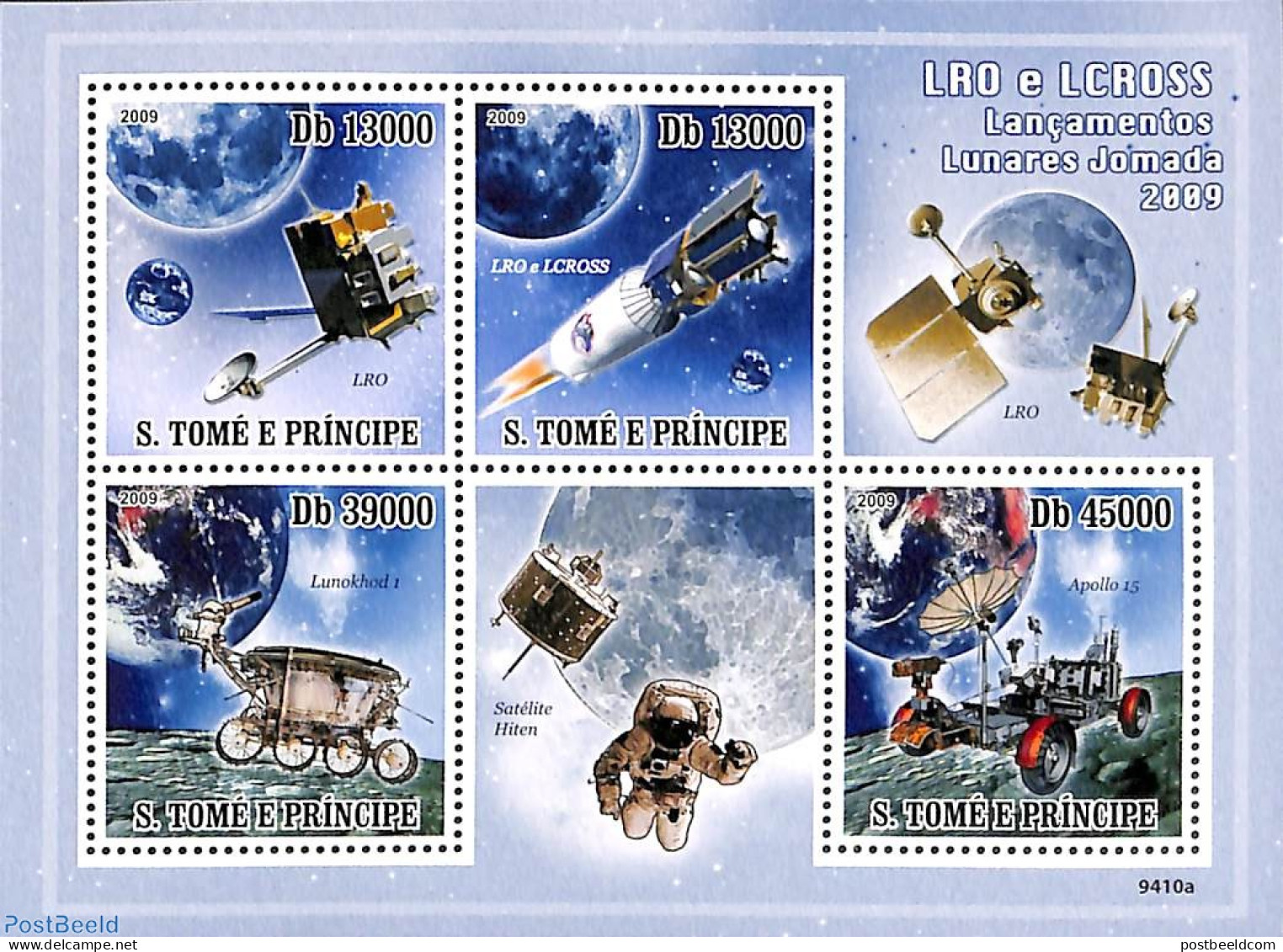 Sao Tome/Principe 2009 LRO And LCROSS 4v M/s, Mint NH, Transport - Space Exploration - Sao Tome And Principe