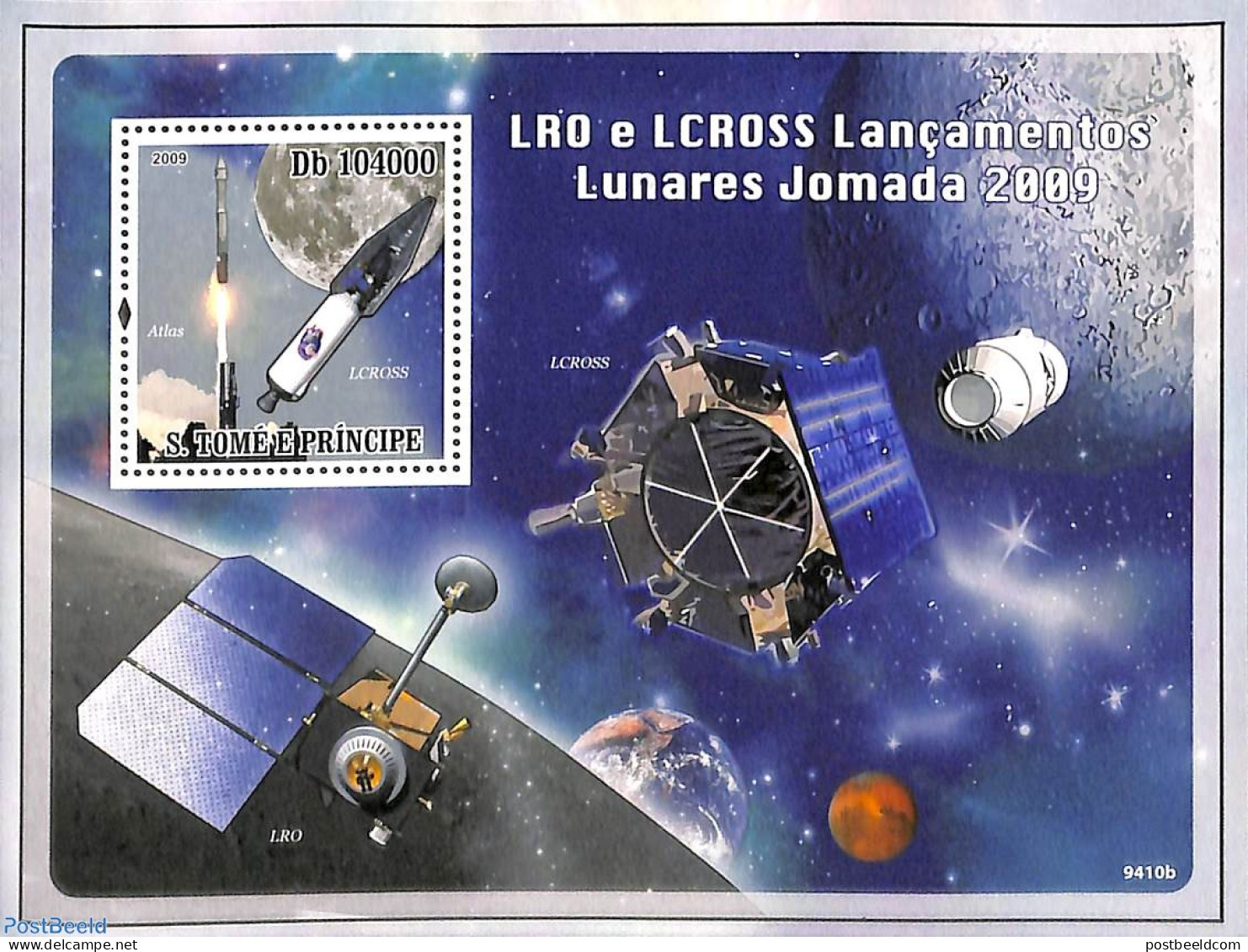 Sao Tome/Principe 2009 LRO And LCROSS S/s, Mint NH, Transport - Space Exploration - São Tomé Und Príncipe
