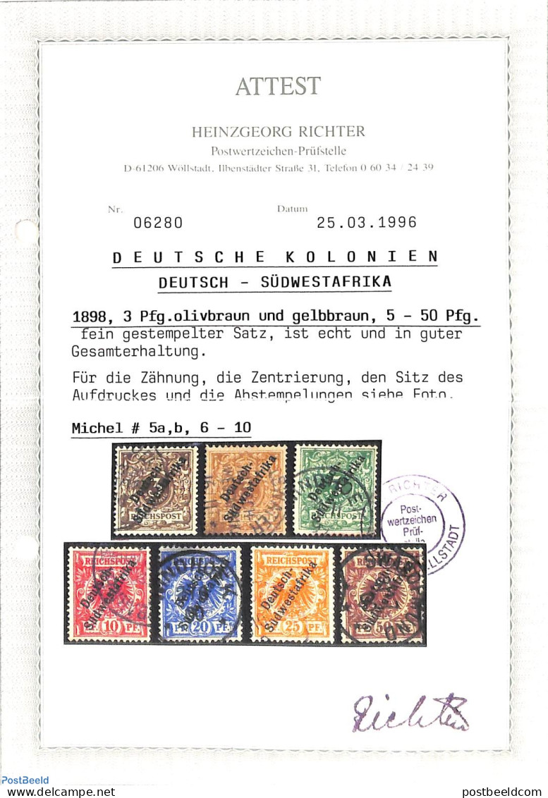 Germany, Colonies 1898 Suedwestafrika, Used Set With Attest Richter, Used Stamps - Autres & Non Classés