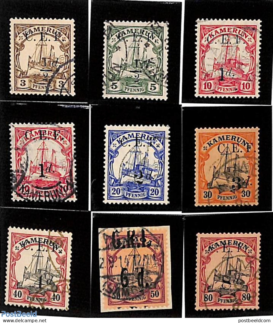 Germany, Colonies 1915 Lot With 9 C.E.F. Overprints, Used Stamps - Other & Unclassified