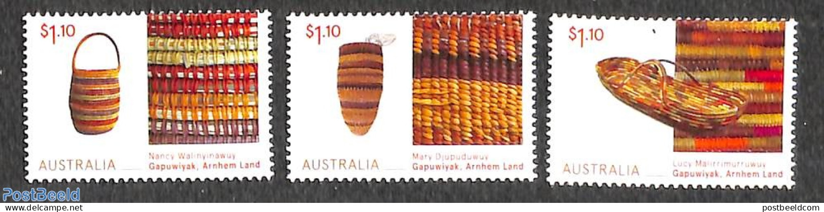 Australia 2022 Aboriginal Art 3v, Mint NH, Art - Handicrafts - Ungebraucht