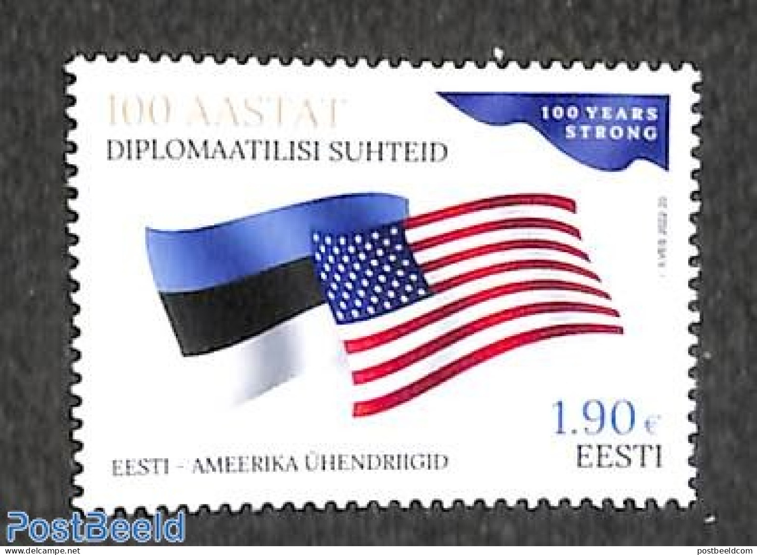 Estonia 2022 Diplomatic Relations With USA 1v, Mint NH, History - Flags - Estonie