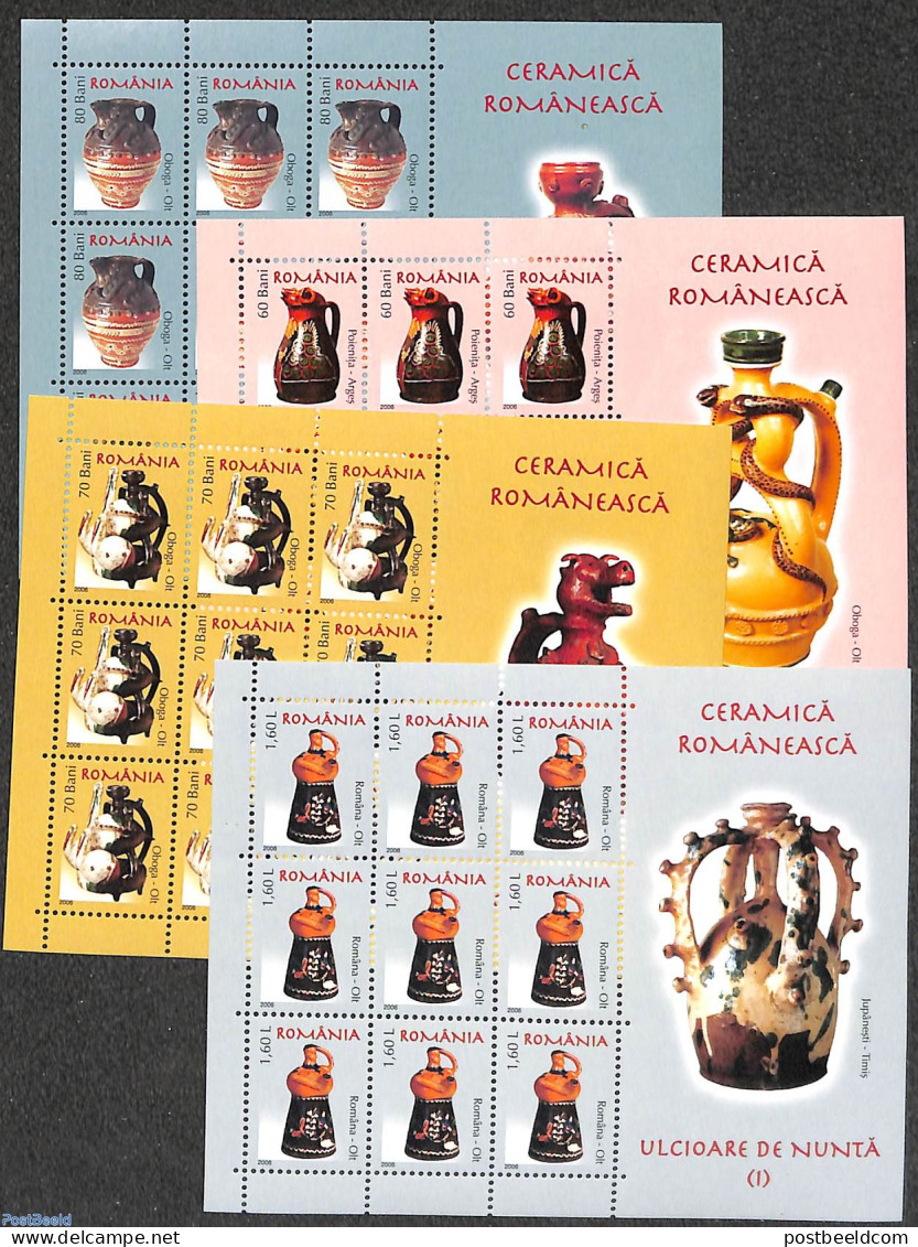 Romania 2006 Ceramics 4 M/s, Mint NH, Art - Ceramics - Unused Stamps