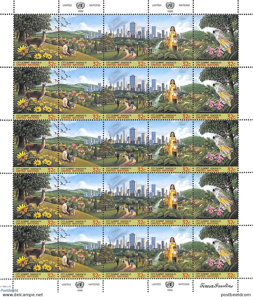 United Nations, New York 1996 Environment M/s (with 5 Sets), Mint NH, Nature - Birds - Dogs - Environment - Parrots - Protection De L'environnement & Climat