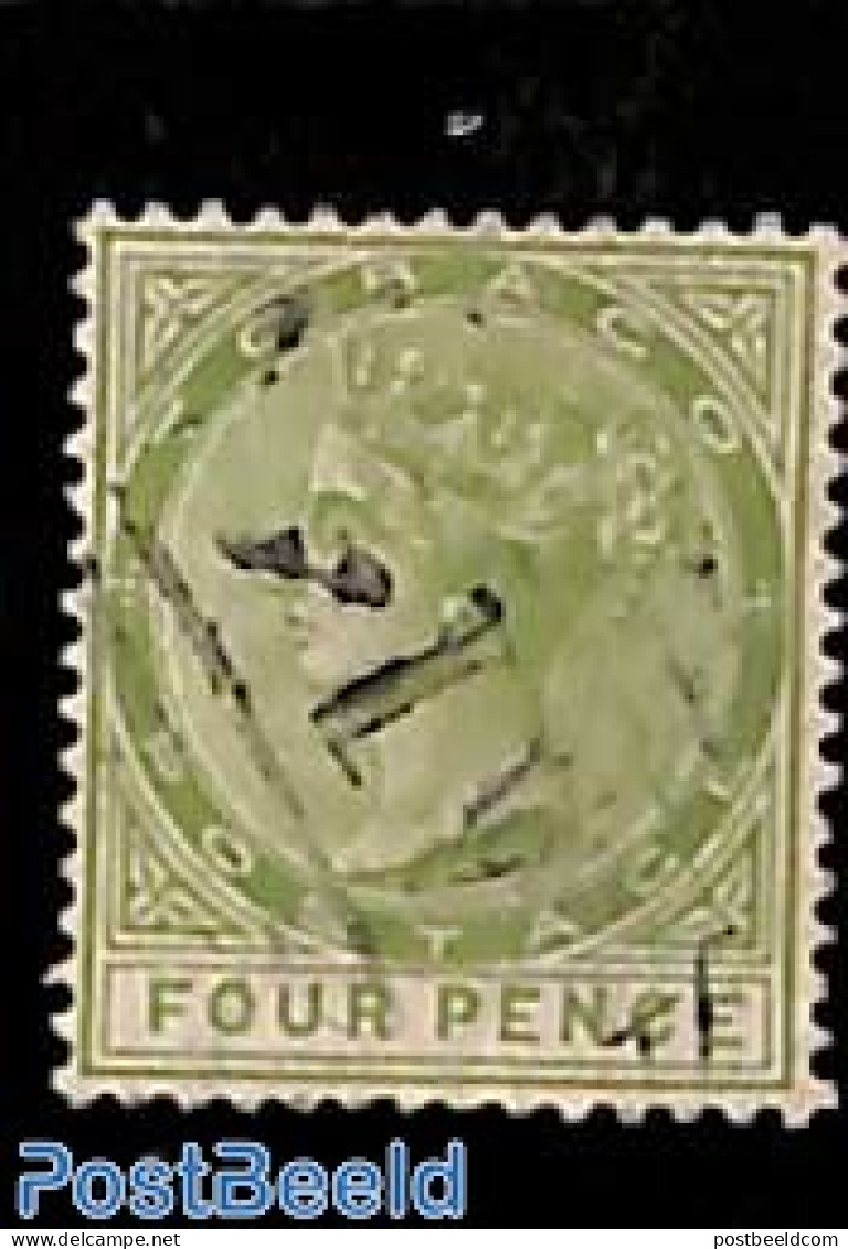 Trinidad & Tobago 1880 Tobago, 4d, WM Crown-CC, Used, Used Stamps - Trinidad Y Tobago (1962-...)