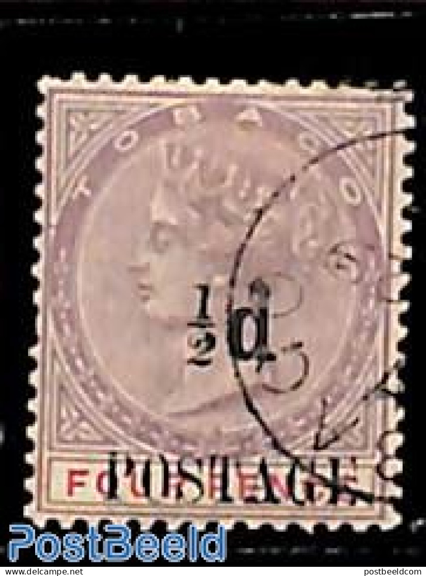 Trinidad & Tobago 1896 Overprint 1/2d On 4d, Used, Used Stamps - Trinidad Y Tobago (1962-...)