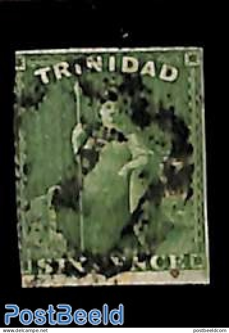 Trinidad & Tobago 1859 6d, Used, Narrow Margins, Used Stamps - Trinité & Tobago (1962-...)