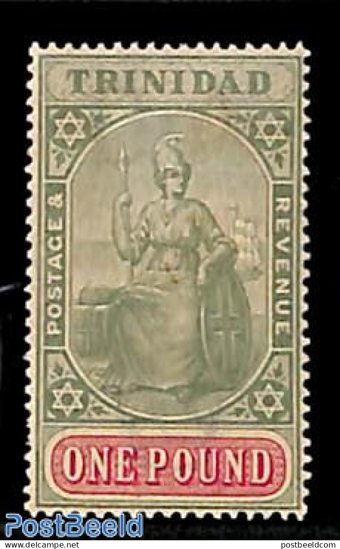 Trinidad & Tobago 1896 1 Pound, WM Crown-CA, Stamp Out Of Set, Unused (hinged) - Trinidad & Tobago (1962-...)