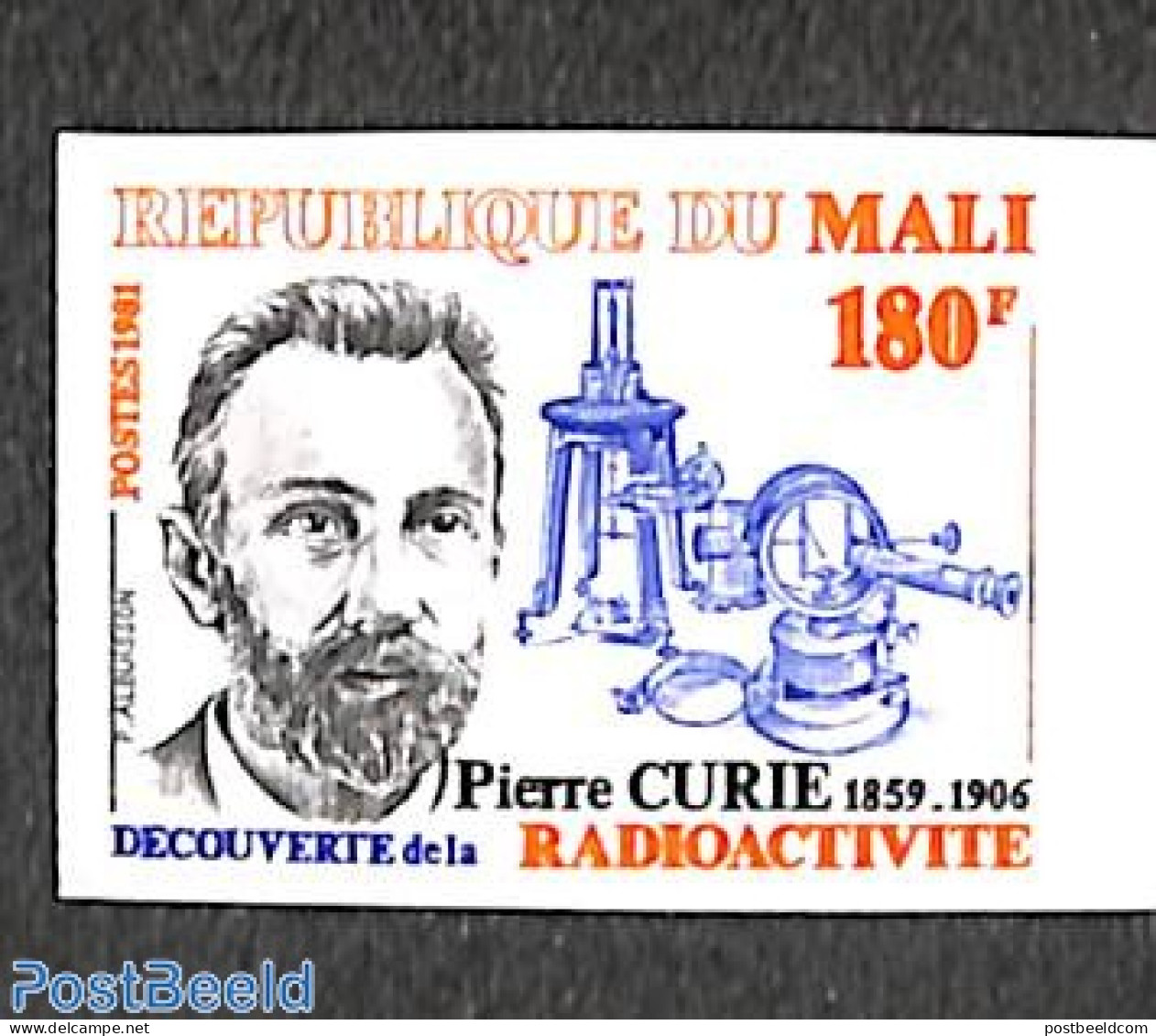 Mali 1981 Pierre Curie 1v, Imperforated, Mint NH, Science - Atom Use & Models - Physicians - Physik