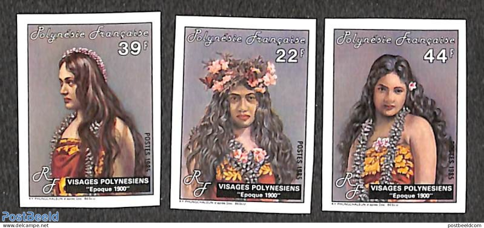 French Polynesia 1985 Polynesian Girls 3v, Imperforated, Mint NH - Ongebruikt