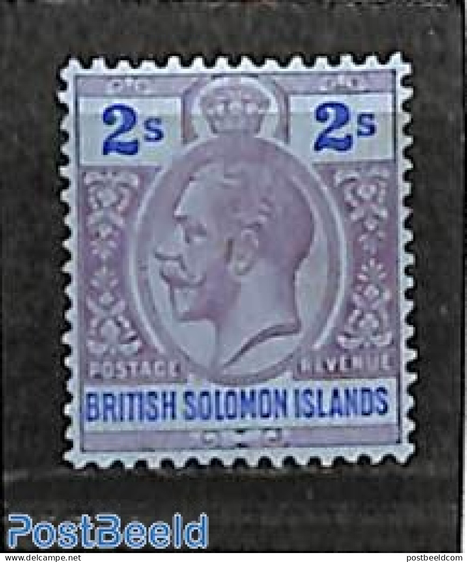 Solomon Islands 1914 2sh, WM Mult. Crown-CA, Stamp Out Of Set, Unused (hinged) - Solomon Islands (1978-...)