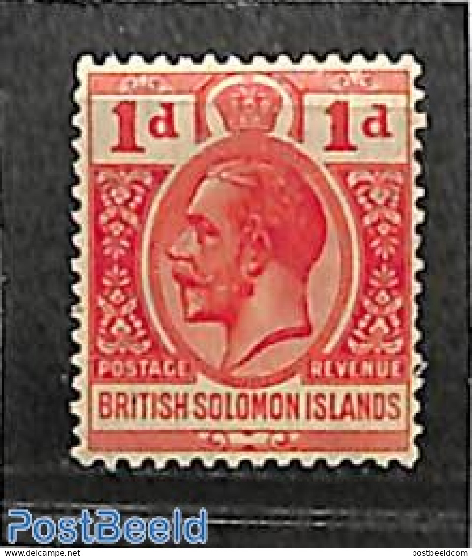 Solomon Islands 1922 1d, WM Script-CA, Stamp Out Of Set, Unused (hinged) - Solomon Islands (1978-...)
