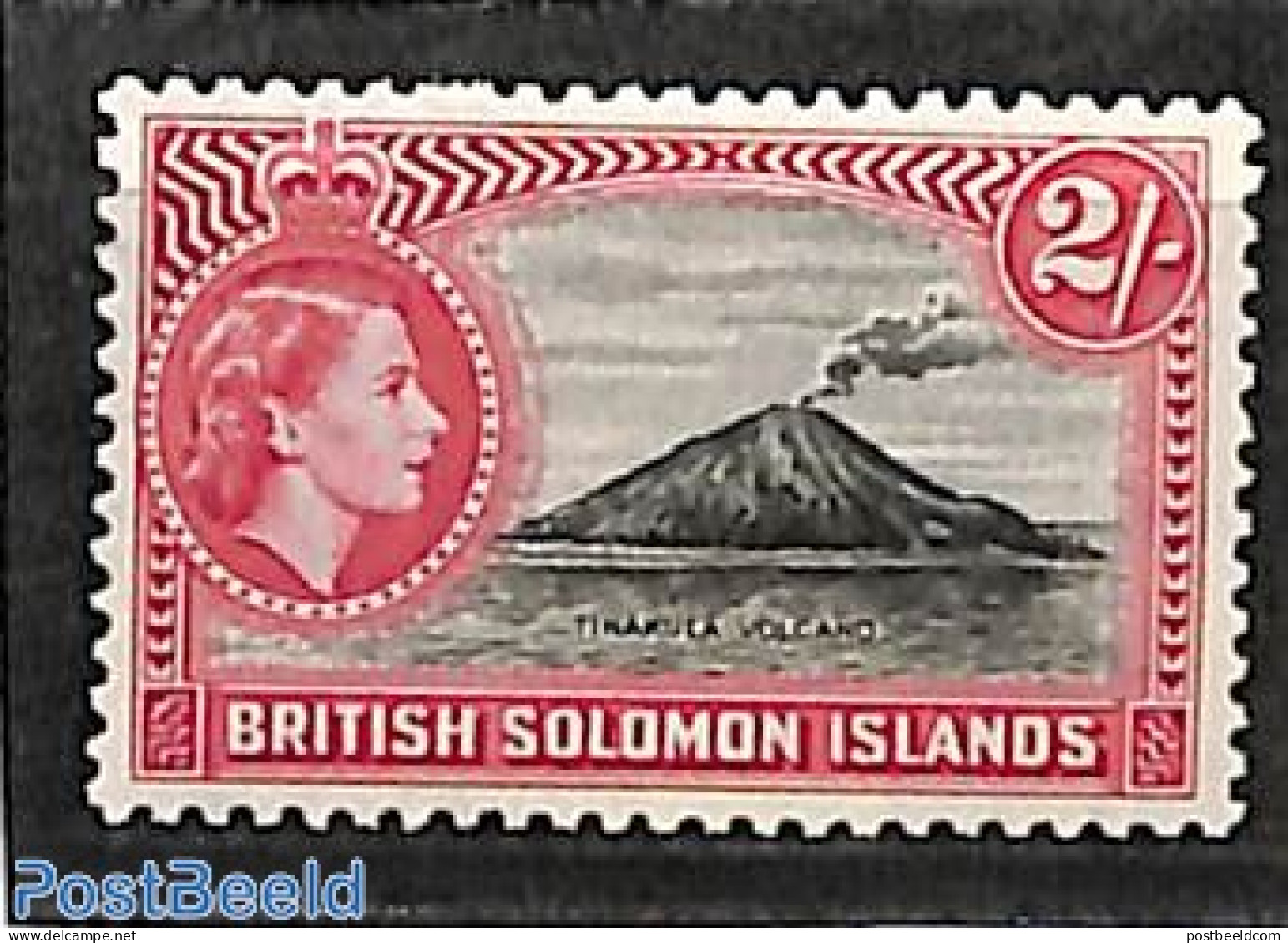 Solomon Islands 1956 2Sh, Stamp Out Of Set, Unused (hinged), History - Geology - Salomon (Iles 1978-...)