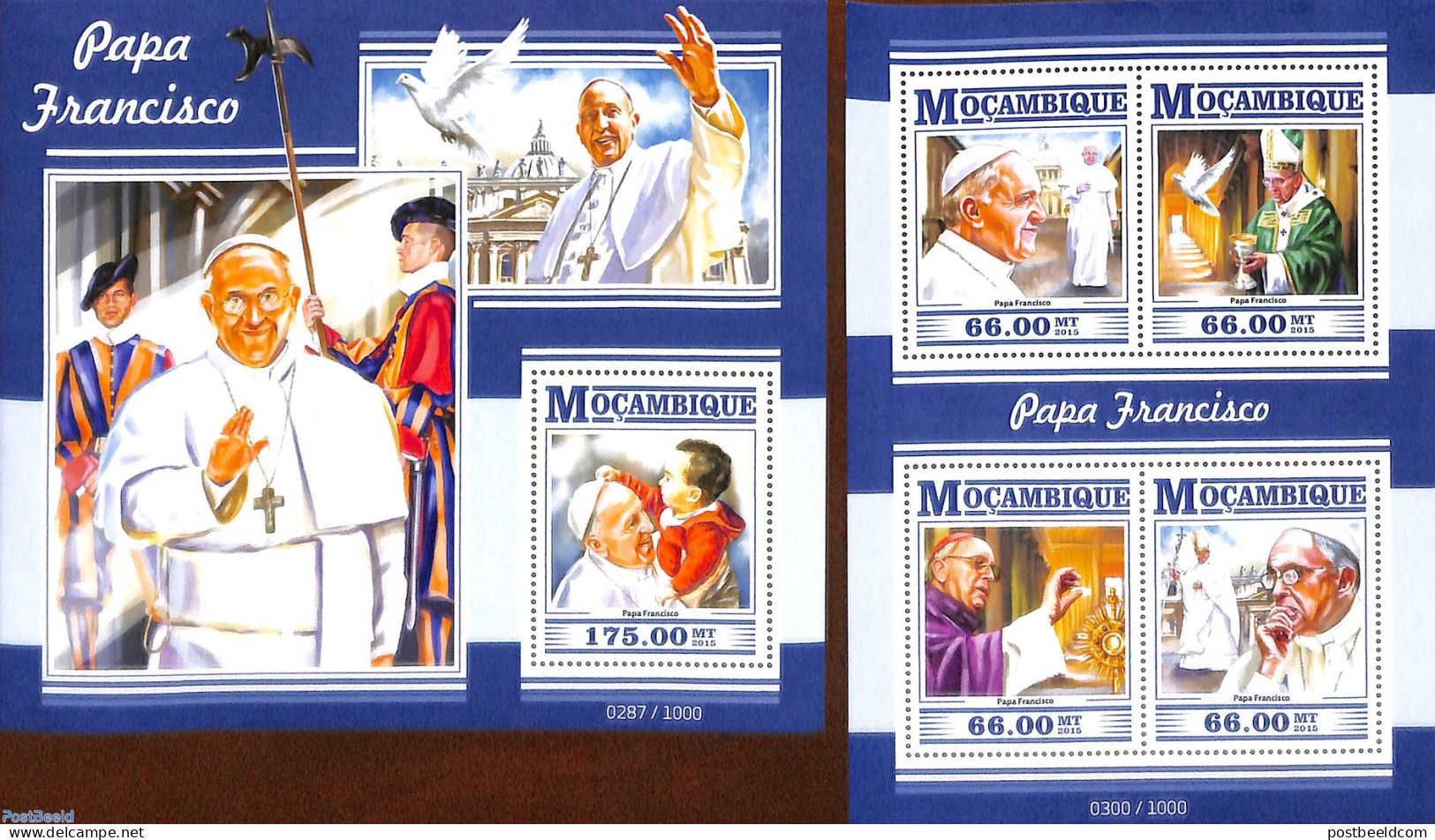 Mozambique 2015 Pope Francis 2 S/s, Mint NH, Religion - Pope - Religion - Papes