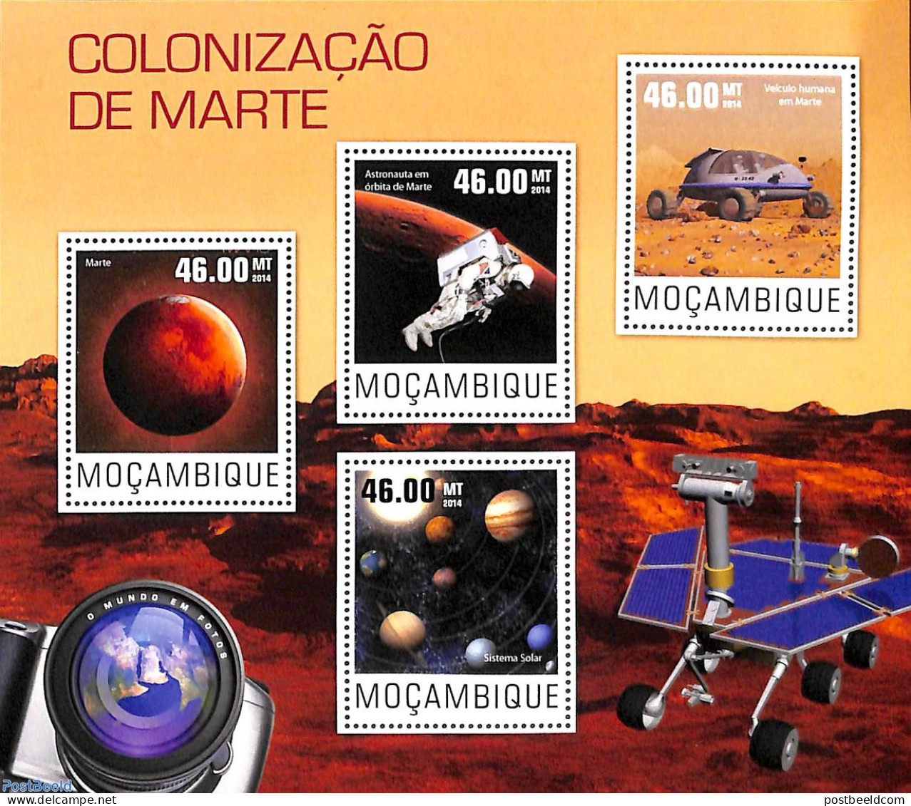 Mozambique 2014 Mars Colonisation 4v M/s, Mint NH, Transport - Space Exploration - Mozambico