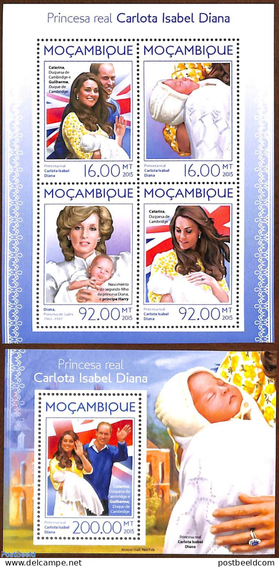 Mozambique 2016 Royal Baby 2 S/s, Mint NH, History - Kings & Queens (Royalty) - Königshäuser, Adel