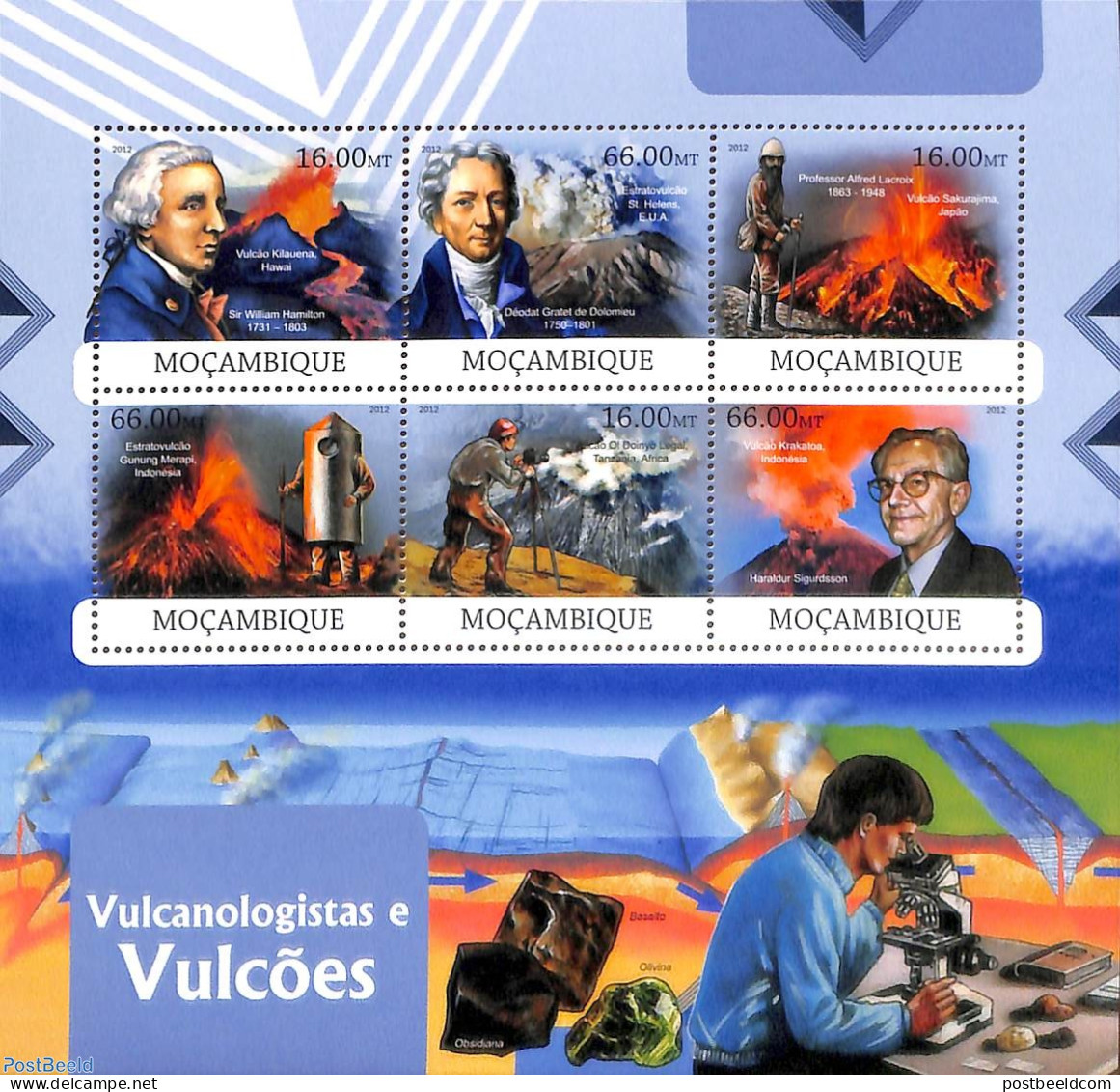 Mozambique 2012 Volcans 6v M/s, Mint NH, History - Geology - Mozambique