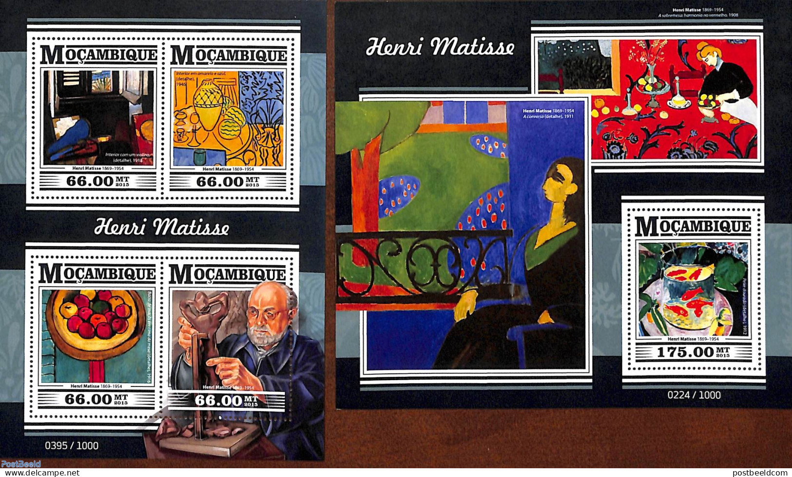 Mozambique 2015 Henri Matisse 2 S/s, Mint NH, Art - Modern Art (1850-present) - Paintings - Mosambik
