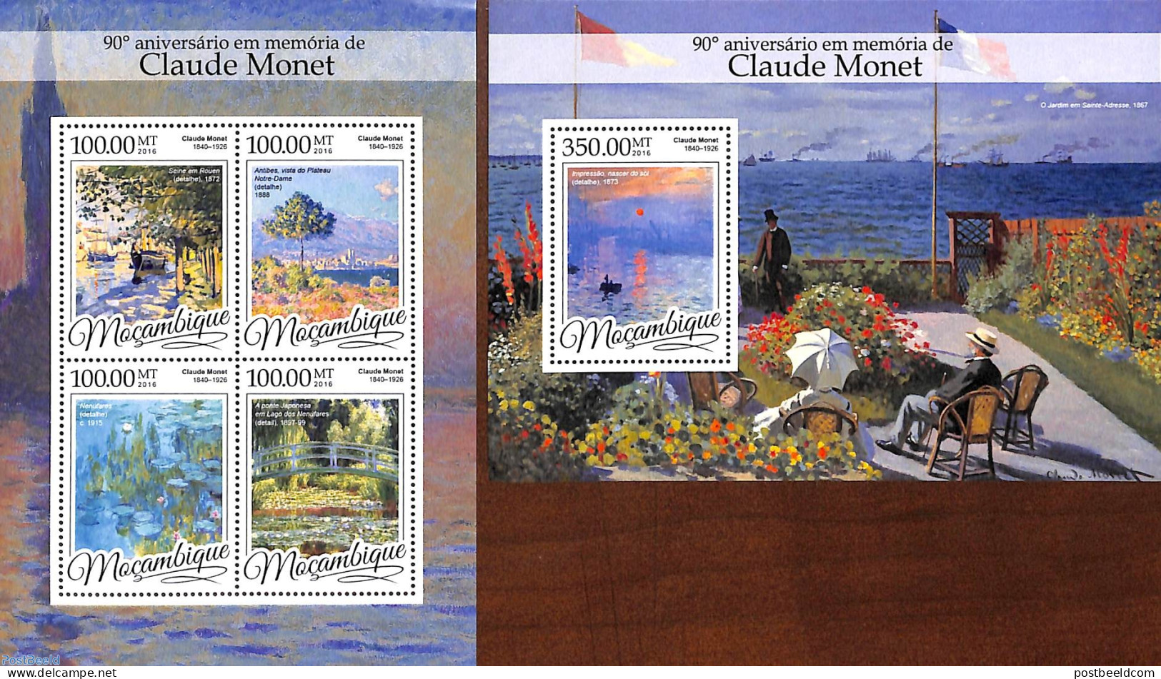 Mozambique 2016 Claude Monet 2 S/s, Mint NH, Art - Modern Art (1850-present) - Paintings - Mozambique