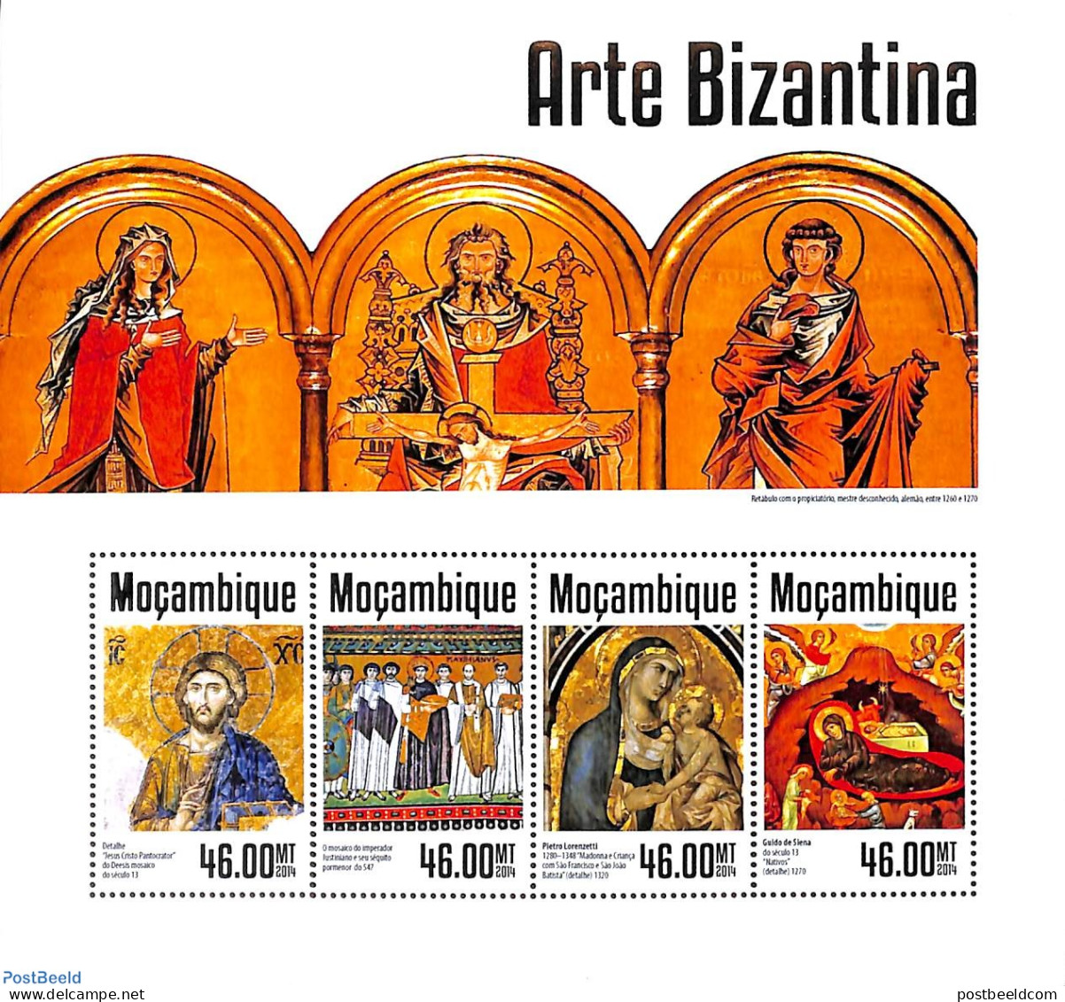Mozambique 2014 Byzantine Art 4v M/s, Mint NH, Religion - Religion - Art - Paintings - Mozambico