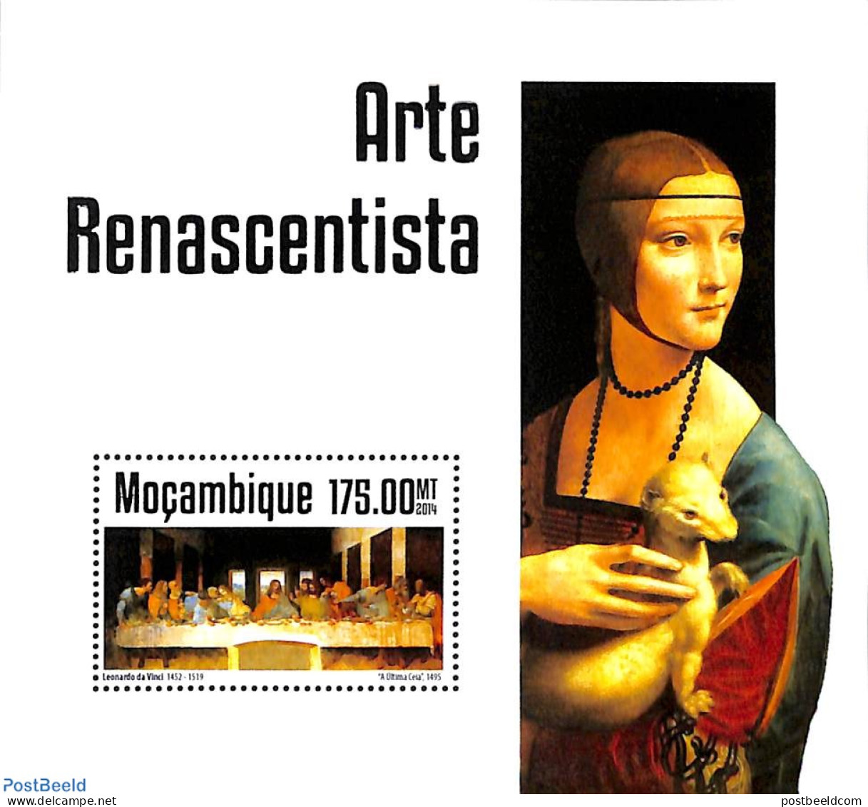 Mozambique 2014 Renaisance Art S/s, Mint NH, Art - Leonardo Da Vinci - Paintings - Mozambique