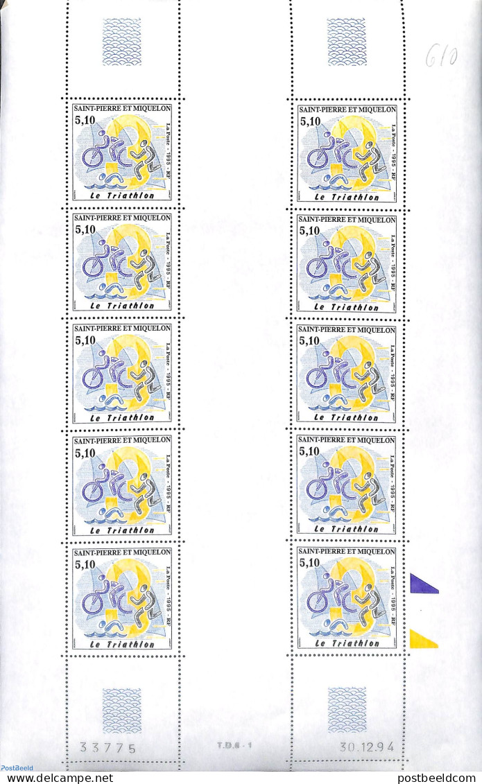 Saint Pierre And Miquelon 1995 Triathlon M/s, Mint NH, Sport - Cycling - Swimming - Ciclismo