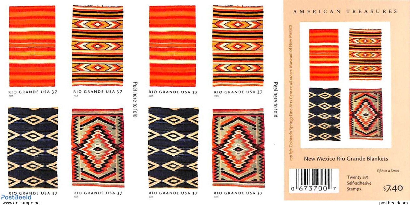 United States Of America 2005 Rio Grande Blankets Booklet S-a, Mint NH, Various - Textiles - Ongebruikt
