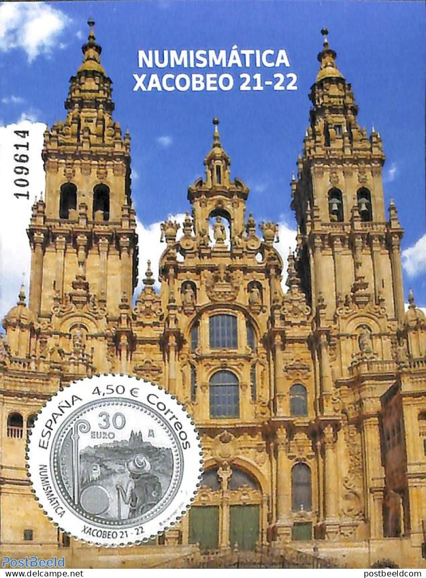 Spain 2022 Xacobeo S/s, Mint NH, Religion - Various - Churches, Temples, Mosques, Synagogues - Money On Stamps - Unused Stamps