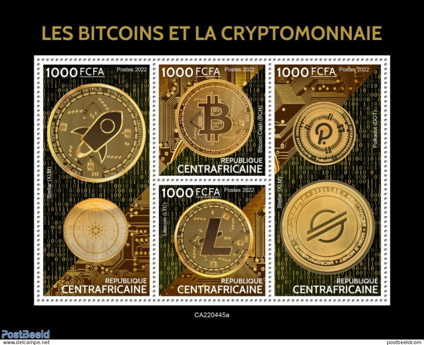 Central Africa 2022 Bitcoins And Cryptocurrency, Mint NH, Various - Money On Stamps - Crypto Stamps - Coins