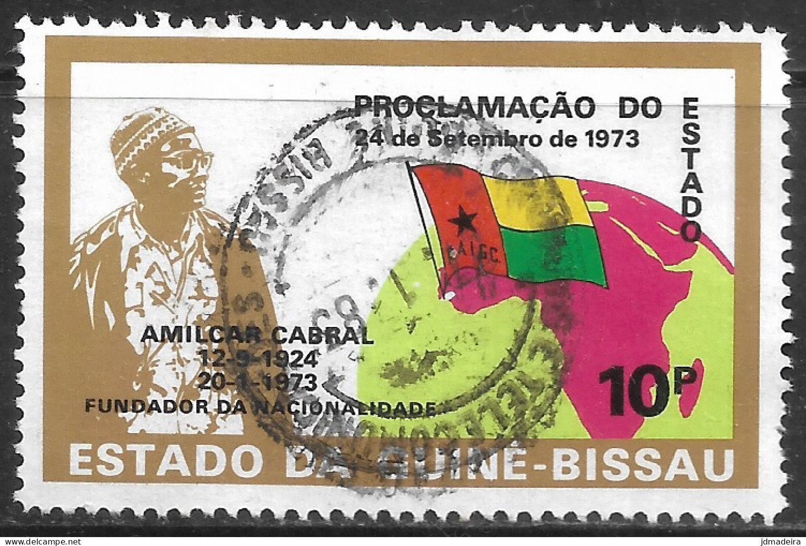 GUINE BISSAU – 1974 Independence Proclamation 10 Pesos Used Stamp - Guinea-Bissau