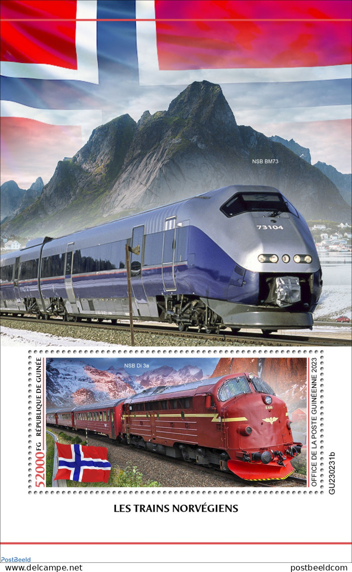 Guinea, Republic 2023 Norwegian Trains, Mint NH, Transport - Railways - Eisenbahnen
