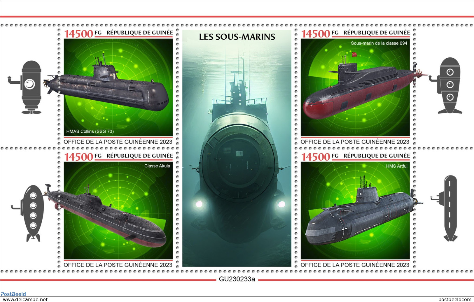 Guinea, Republic 2023 Submarines, Mint NH, Transport - Ships And Boats - Barcos