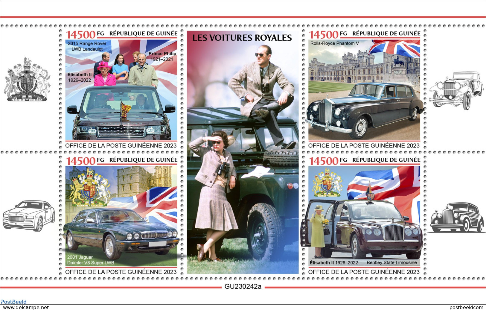 Guinea, Republic 2023 Royal Cars, Mint NH, History - Transport - Kings & Queens (Royalty) - Automobiles - Case Reali